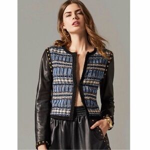 Ramy Brook Black and Blue Textured Blazer